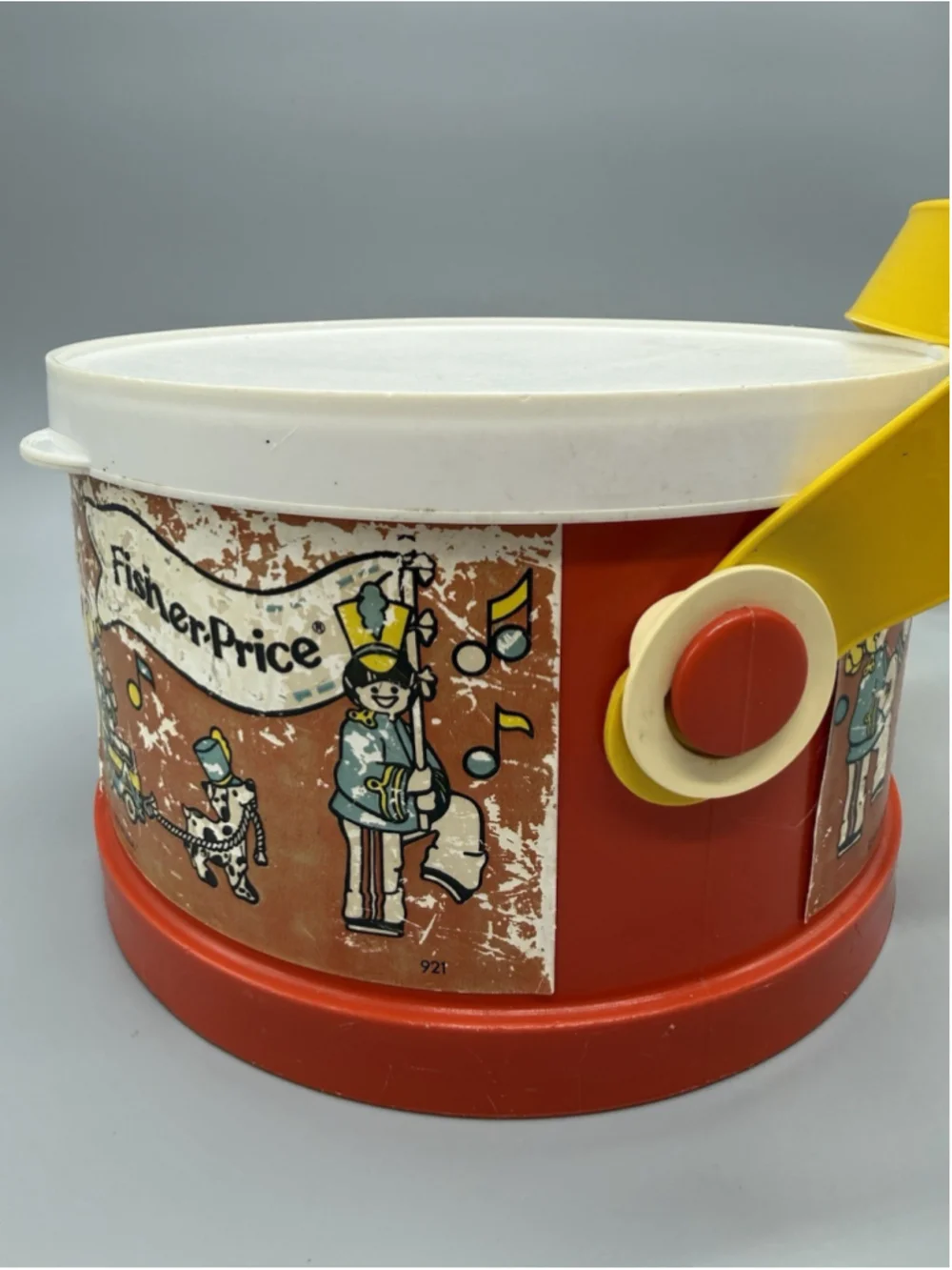 Vintage Fisher-Price 1979 Drum Set Toy With Sticks And Strap #921